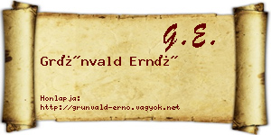 Grünvald Ernő névjegykártya